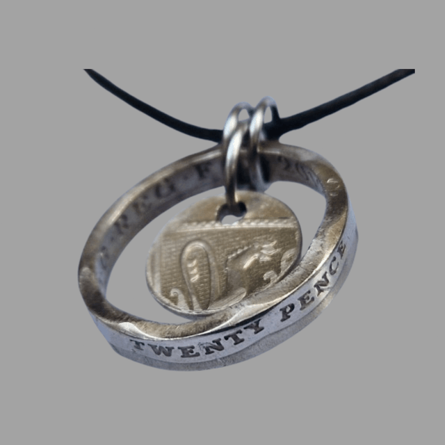 Coin ring pendant from Twenty Pence coin     