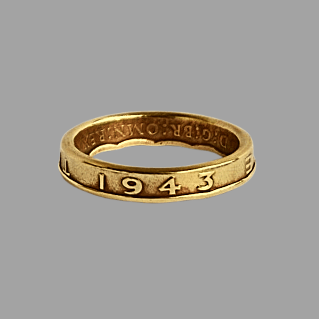British Three Pence 1943 Coin Ring   