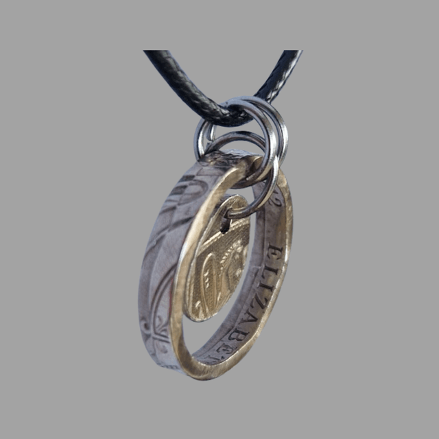 Coin ring pendant from Twenty Pence coin     