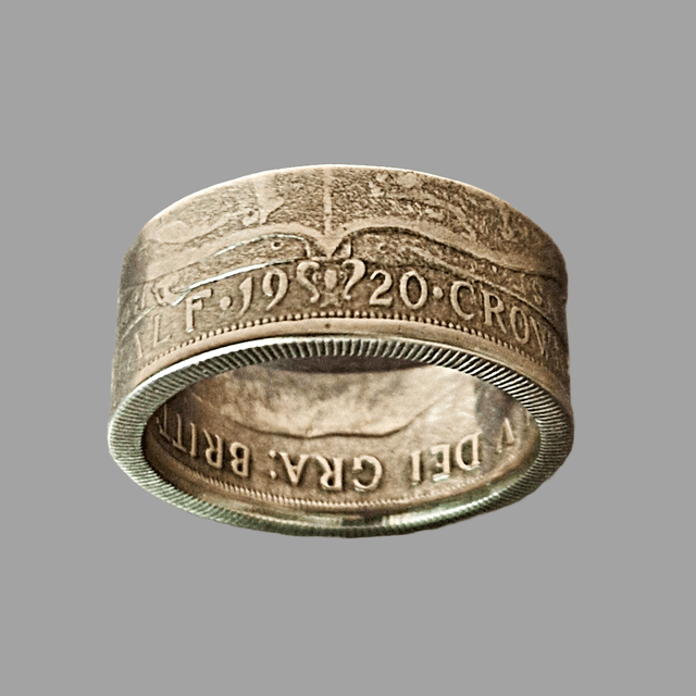 UK Half Crown 1920 Coin Ring – 50% Silver