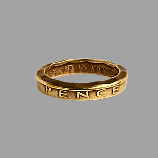 British Three Pence 1943 Coin Ring   
