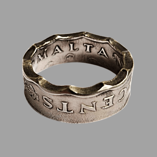Maltan Fifty Cents 1972 Coin Ring      