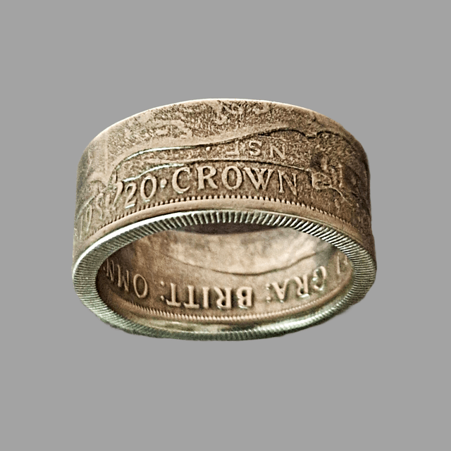 UK Half Crown 1920 Coin Ring – 50% Silver