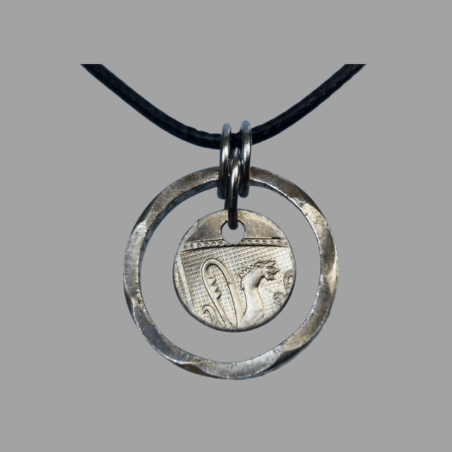 Coin ring pendant from Twenty Pence coin     