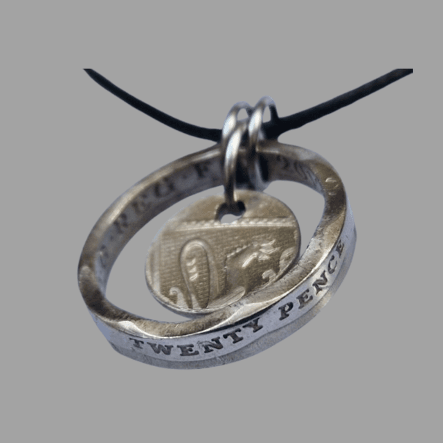 Coin ring pendant from Twenty Pence coin     