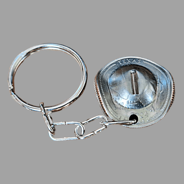 Texas quarter dollar cowboy hat keychain 