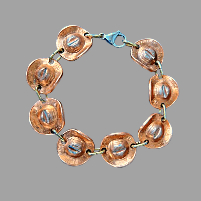 Cowboy hat bracelet from one cent coins 